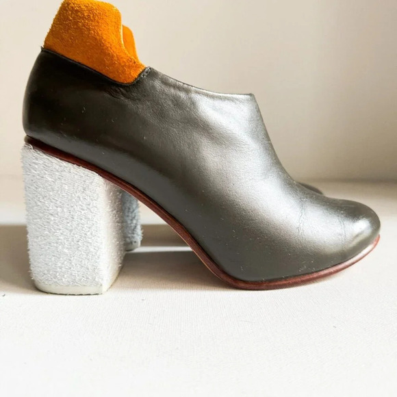 A Detacher Unique Multi Texture Ark Grey Leather Booties 7 - Picture 2 of 8
